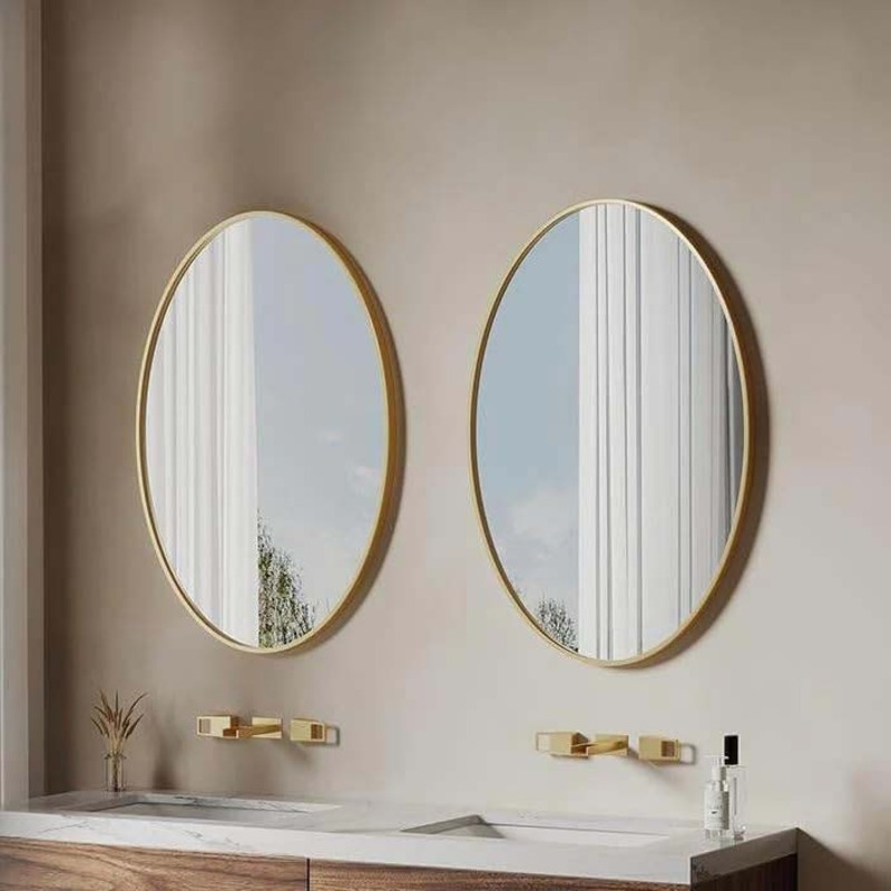 Oval Egg Shape Wall Mirror, Gold