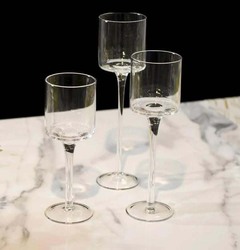 Candle Glass Holder Set, 3 Pieces. Transparent