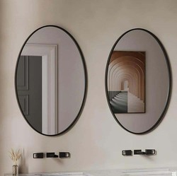 Oval Egg Shape Wall Mirror, Black