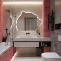 Unique Shape Frameless Mirror with LED Light, 100 x 100 x 120cm, Clear