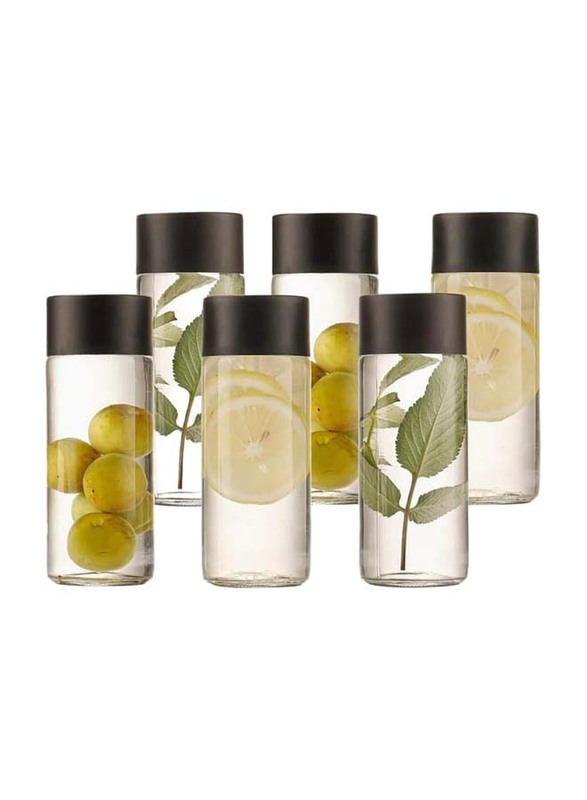 350ml 8-Piece Set Round Glass Bottle with Plastic Screw Cap for Juice & Drinks, FOSBLSH0158, Transparent