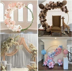 Round Backdrop Stand Metal Arch Decoration, 2-Meter, Gold