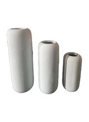 Fiber Vase with Frosted Texture, Size: Big, Medium and Small, 36 x 36 x 100cm, 3 Pieces, White