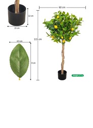 Nearly Natural Real Touch Artificial Lemon Plant, 60 x 60 x 115cm, Green/Brown