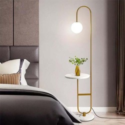 Double Marble Floor Lamp, Gold