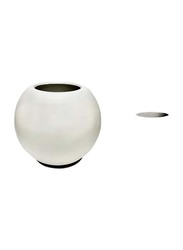 Fish Bowl Shape Ceramic Vase with Glazed Touch, 17 x 13 x 13cm, White