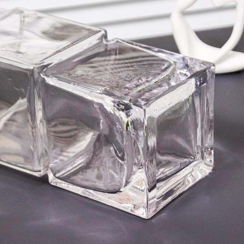 Square Glass Vase, 30 x 30 x 10cm, Transparent