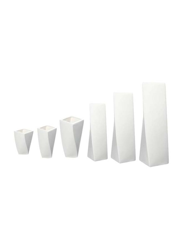 Twist Style Ceramic Vase, 20.5x14x14cm, White