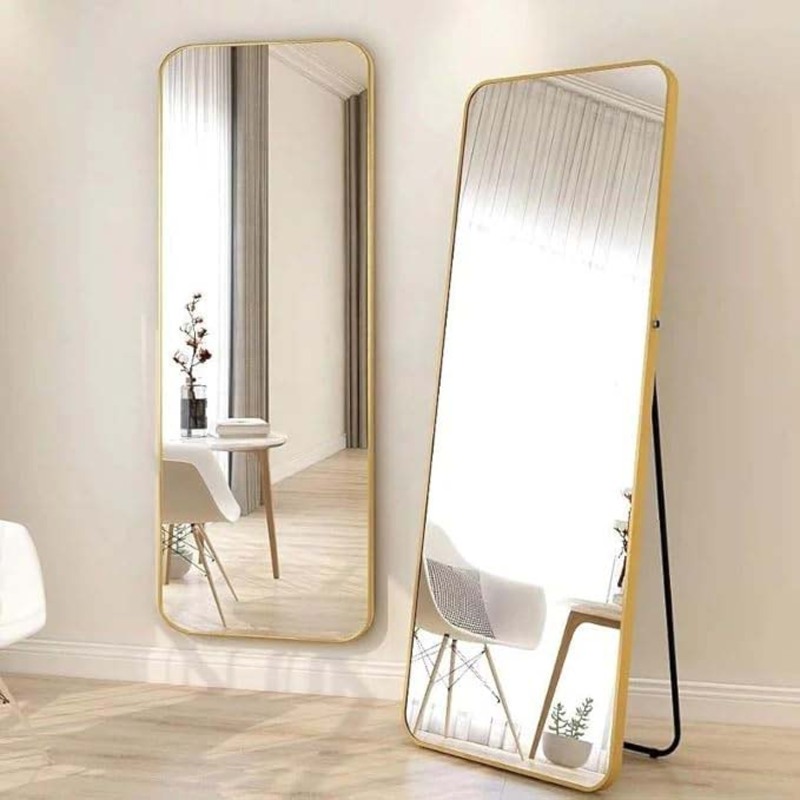 Rectangular Shape Floor and Wall Mirror, 60 x 60 x 165cm, Gold