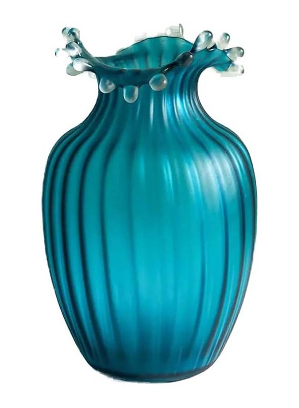 Nordic Shape Crystal Glass Vase, 21.5 x 14 x 14cm, Sea Blue