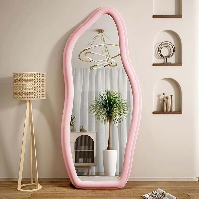 Irregular Shape Floor Mirror, 80 x 80 x 180cm, Pink