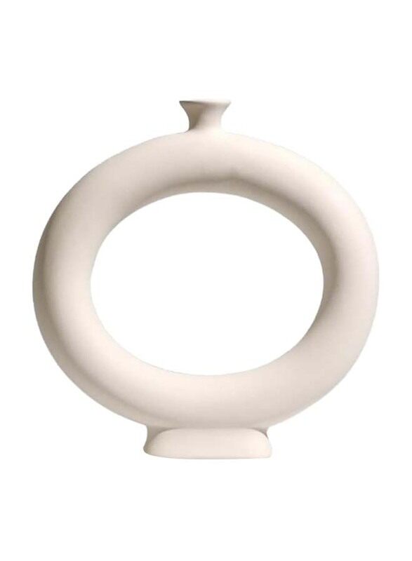 

Generic Beach Single Rose Round Ceramic Vase, 28.5X5.4X27.2cm, Peach