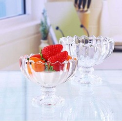 6-Piece Small Cute Footed Tulip Clear Glass Round Dessert Cups, Transparent