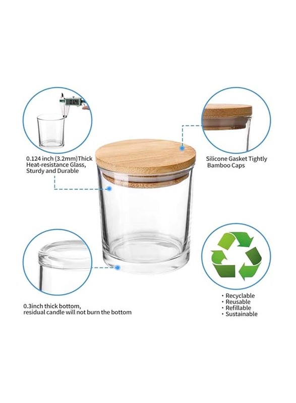 Clear Glass Jar with Wood Lid, 6 x 500ml, Transparent