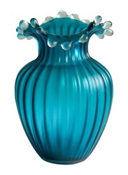 Nordic Shape Sea Crystal Glass Vase, 17 x 13.5 x 13.5cm, Sea Blue