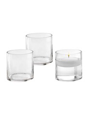 Glass Cylinder Vases Set, 10 x 10 x 10cm, 12 Pieces, Transparent