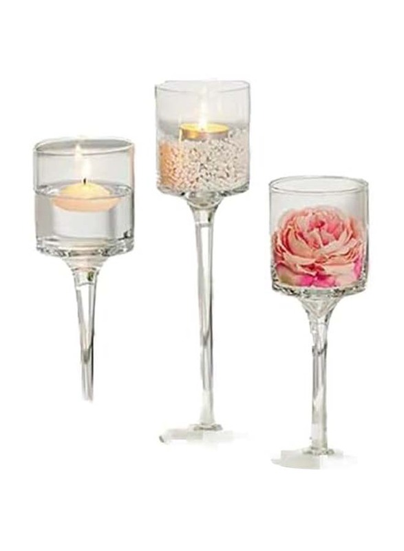 Candle Glass Holder Set, 3 Pieces. Transparent