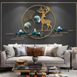 Deer with Mountain Inspiration Wall, 74 x 74 x 140cm, Multicolour