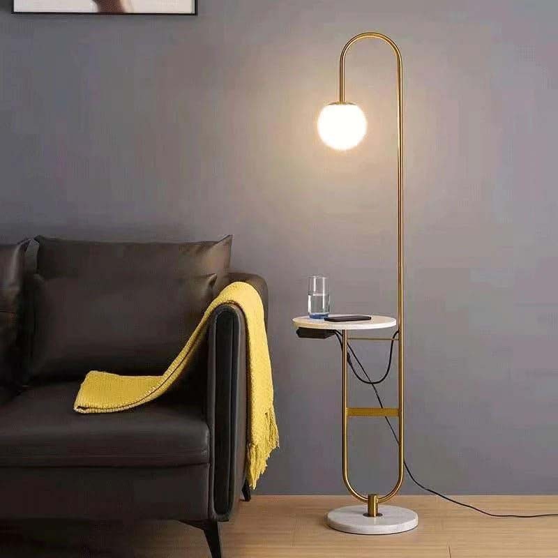 Double Marble Floor Lamp, Gold