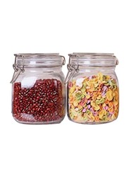 Glass Airtight Clip Jar with Glass Lid, 6 x 500ml, Transparent