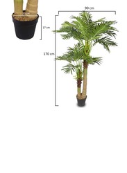 Nearly Natural Real Touch Artificial BroadLeaf Lady Palm, 90 x 90 x 170cm, Green/Brown