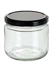 Clear Glass Jar with Black Metal Lid, 8 x 420ml, Transparent