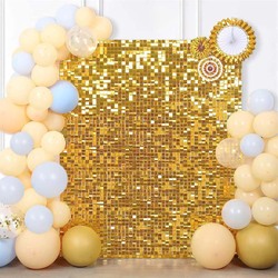 Shimmer Stand Square Wall Panels Backdrop, 24 Pieces, Gold