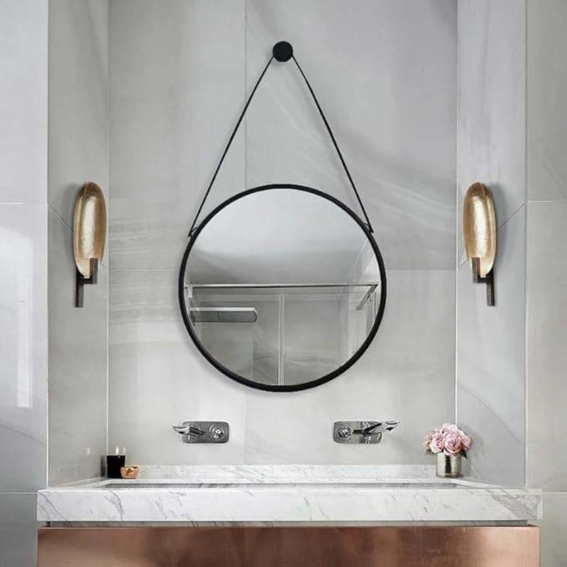 Round Shape Hanging Wall Mirror, 60 x 60 x 60cm, Black