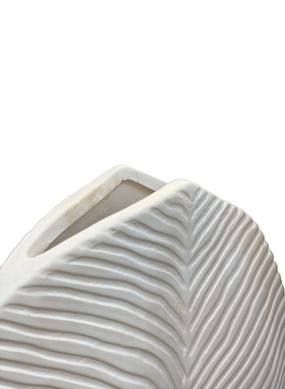 Leaf Style Ceramic Vase, 19.5 x 19.5 x 5cm, White