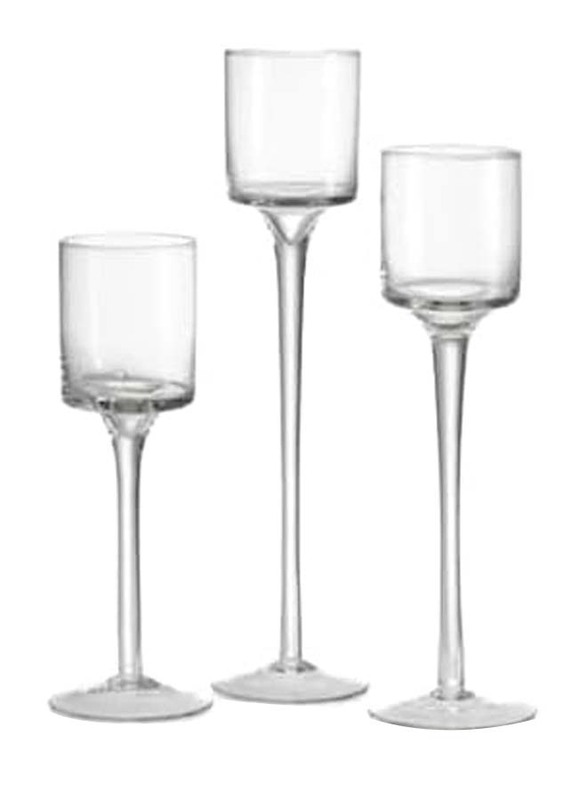 Candle Glass Holder Set, 3 Pieces. Transparent