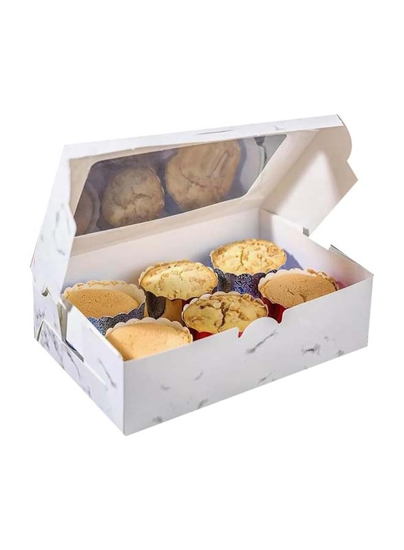 Paper Tuck Top Box Set with Top Window for Food Articles, 12 Pieces, Brown