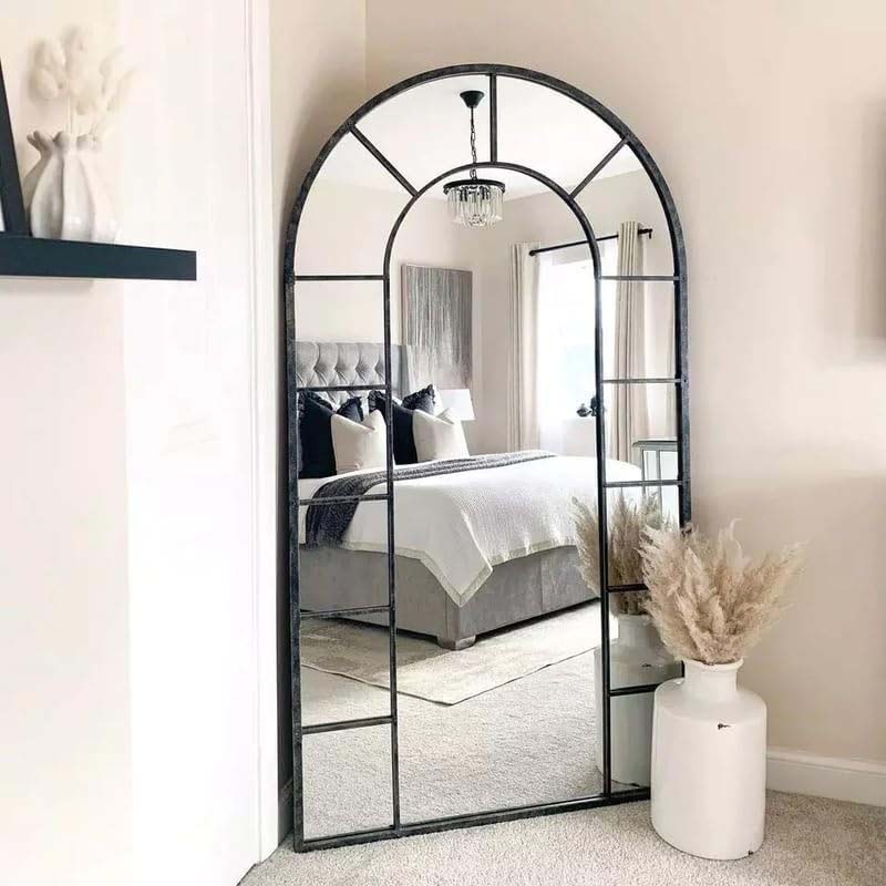 Window Arch Shape Mirror with Elegant Design for Decoration, Black