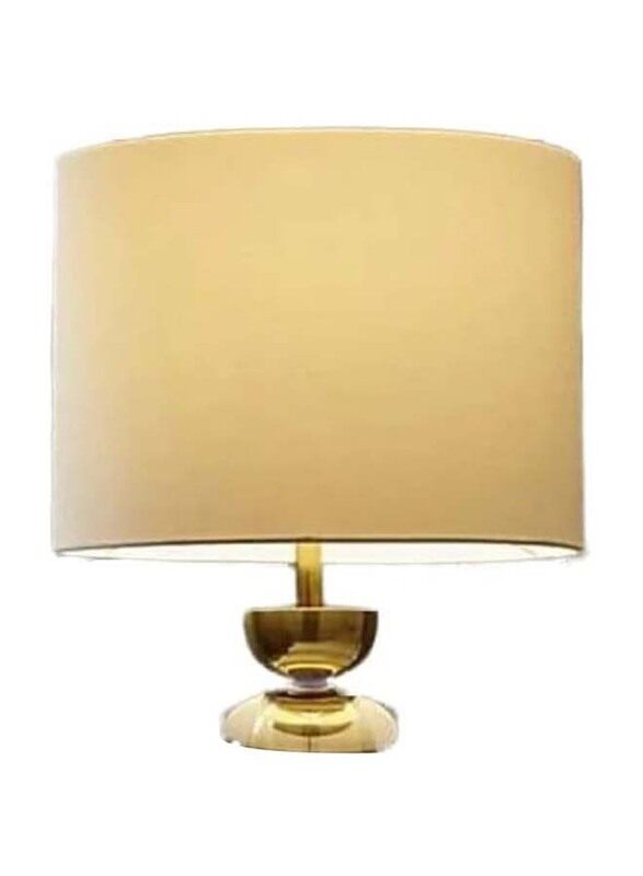 

Generic Tempered Glass Table Lamp with Satan Lampshade, Gold/White