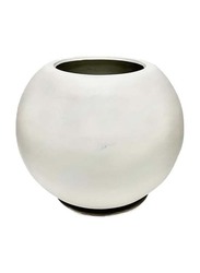 Fish Bowl Shape Ceramic Vase with Glazed Touch, 17 x 13 x 13cm, White