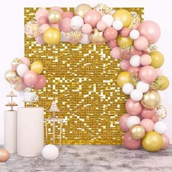 Shimmer Stand Square Wall Panels Backdrop, 24 Pieces, Gold