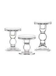 Candle Glass Holder Set, 3 Pieces, Transparent