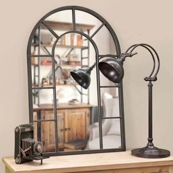 Window Shape Arch Wall Mirror, 60 x 60 x 90 cm, Black