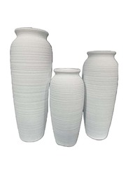 Premium Tall Fiber Vase with Frosted Texture, Size: Big, Medium and Small, 42 x 42 x 120cm, 3 Pieces, White