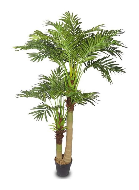 Nearly Natural Real Touch Artificial BroadLeaf Lady Palm, 90 x 90 x 170cm, Green/Brown