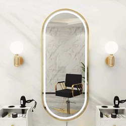 Frame Oval Shape Led Mirror for Wall Hanging, Gold