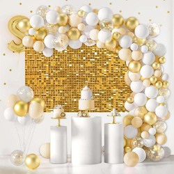 Shimmer Stand Square Wall Panels Backdrop, 24 Pieces, Gold