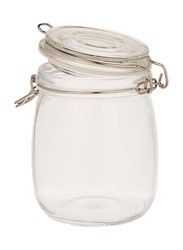 Glass Airtight Clip Jar with Glass Lid, 4 x 1000ml, Transparent