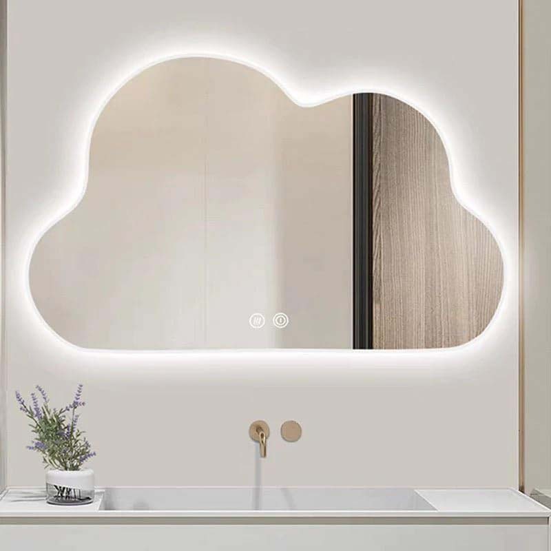 Cloud Shape Frameless Wall Mirror with Led Light, Clear