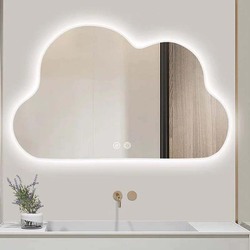 Cloud Shape Frameless Wall Mirror with Led Light, Clear