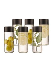 500ml 6-Piece Set Round Glass Bottle with Plastic Screw Cap for Juice & Drinks, FOSBLSH0160, Transparent