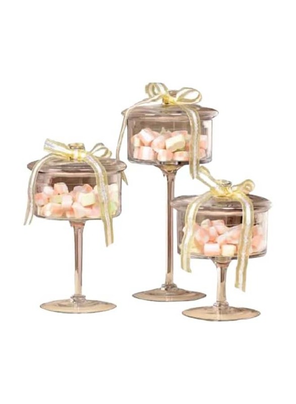 3-Piece Candy Glass Jars A Beautiful Glass Jar For Any Party Or Wedding Or Any, 18Cm, Clear