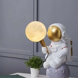 Astronaut Table Lamp, White/Gold