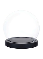 Glass Display Dome Cloche with Wood Base, Transparent/Black