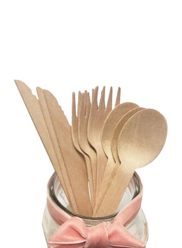 

Generic 25-Piece Disposable Wooden Spoon, Knife, Fork and Napkin Set In Paper Bag, Beige