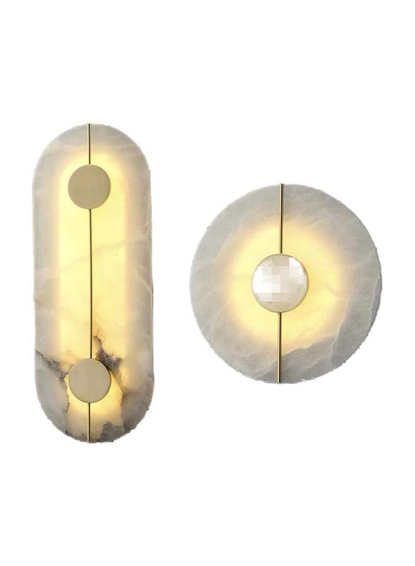 Natural Marble with Hidden Led Light Wall Lamp, Gold